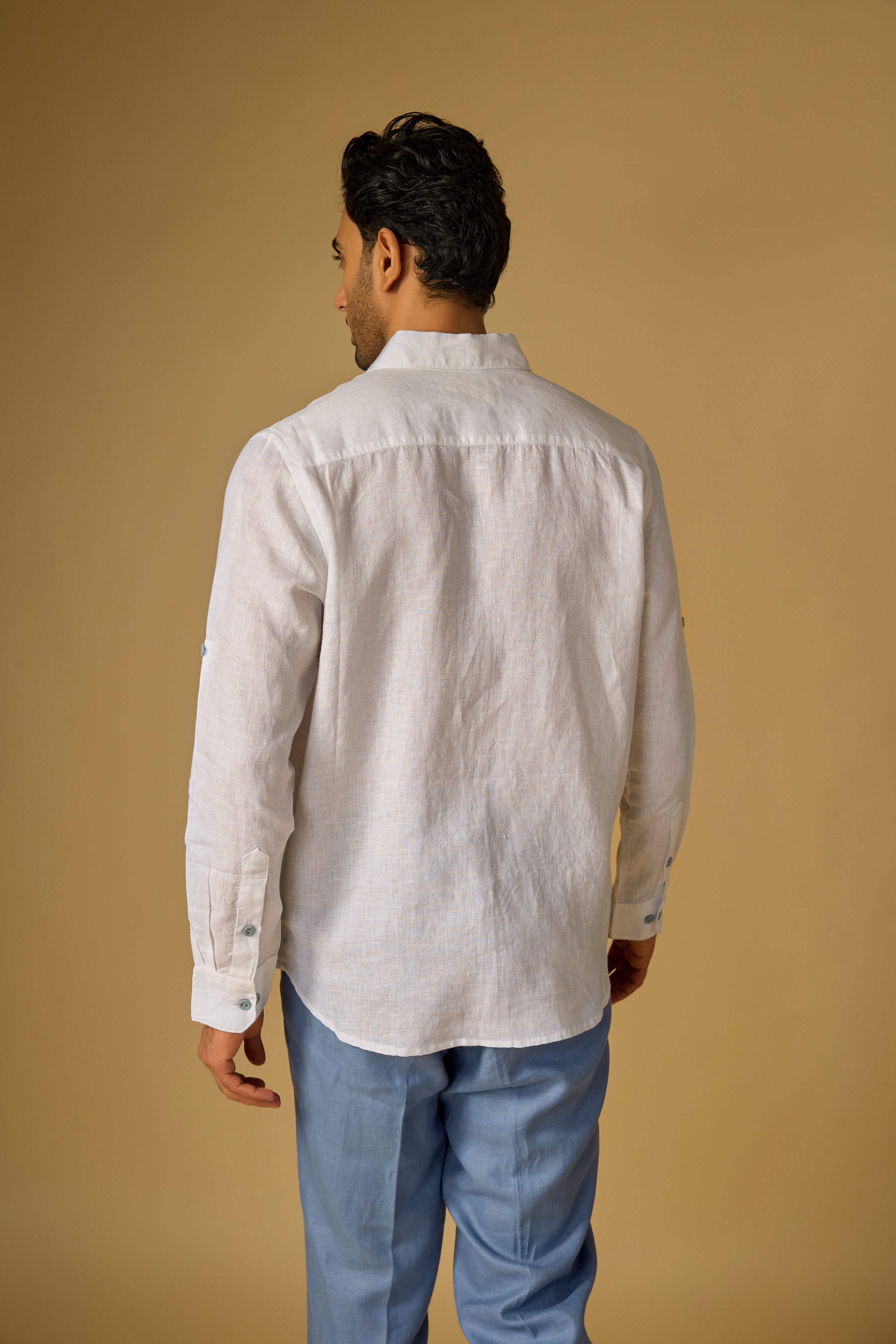 Pure Linen White Denim Horse Embroidered Shirt – Linen Bloom store
