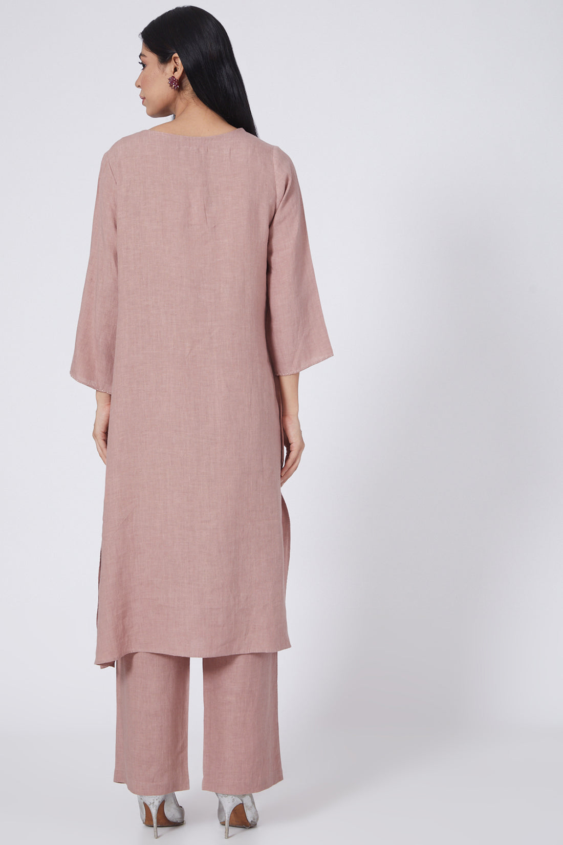 Pink Embroidered Lounge Long Tunic