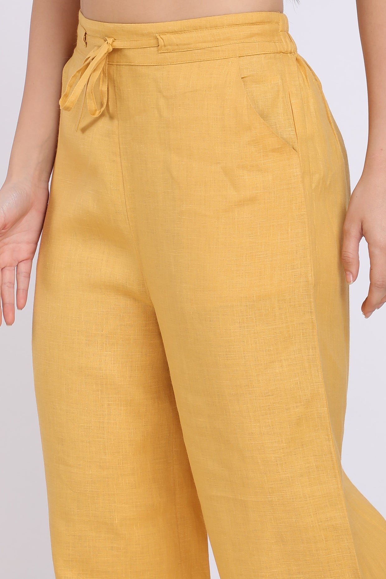Beige Pure Linen Pants Design by Linen Bloom Men at Pernia's Pop Up Shop  2024