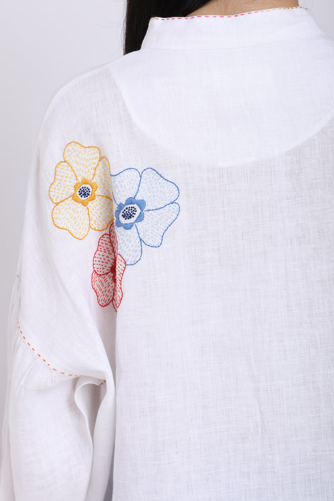 Ivory Hand Embroidered Oversized Shirt