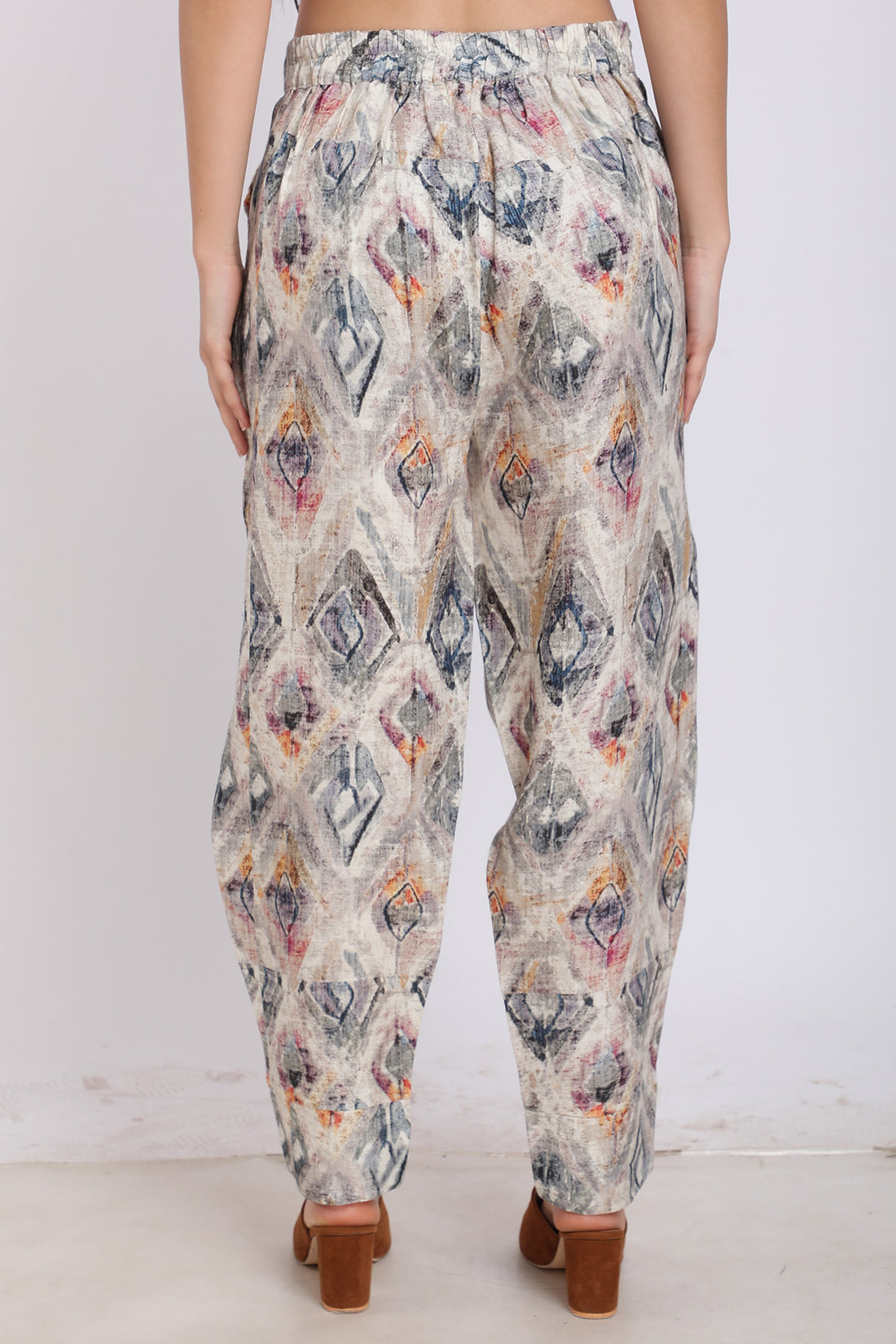 Beige Digital Printed Pants