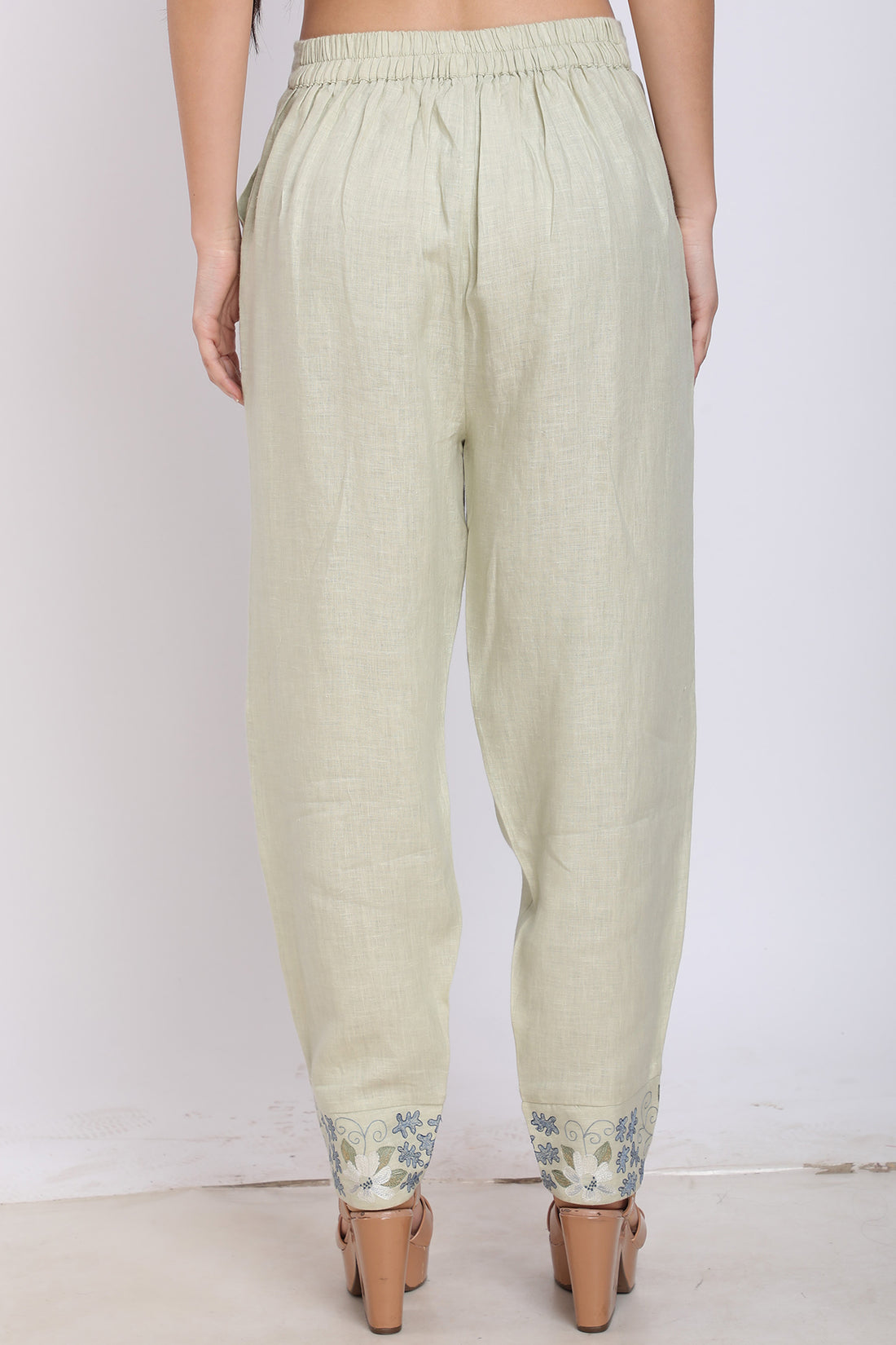 Sage Green Embroidered Pants