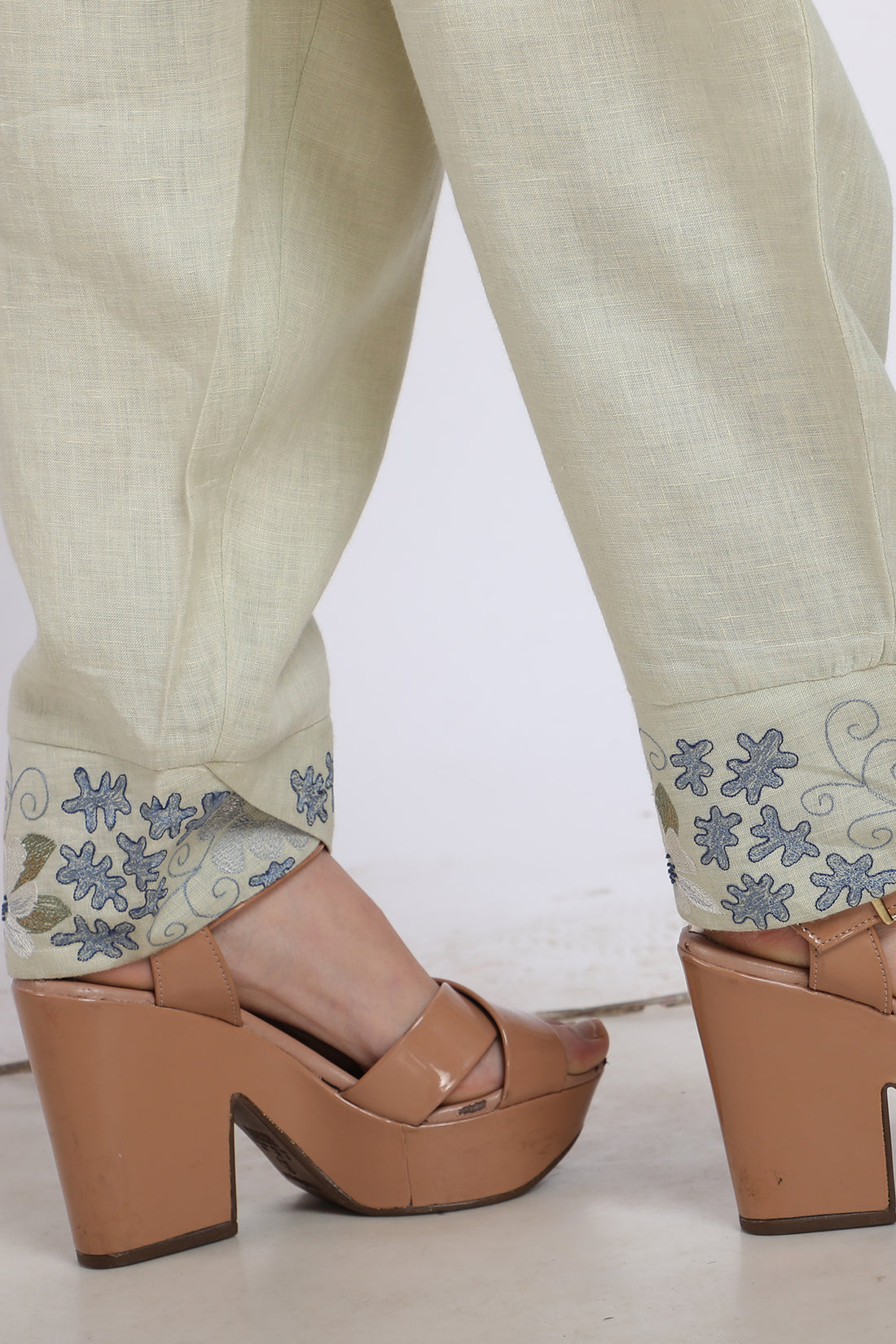 Sage Green Embroidered Pants