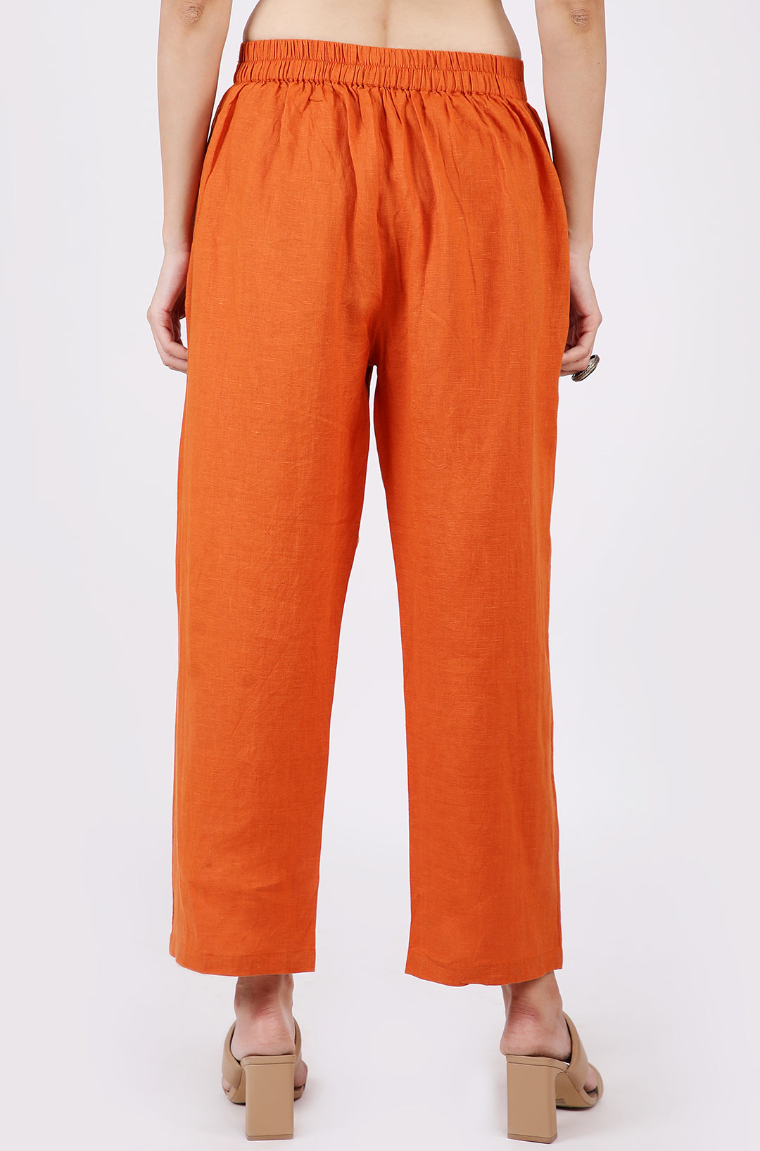 Orange pants made in finest pure linen with soft hand feel – Linen ...