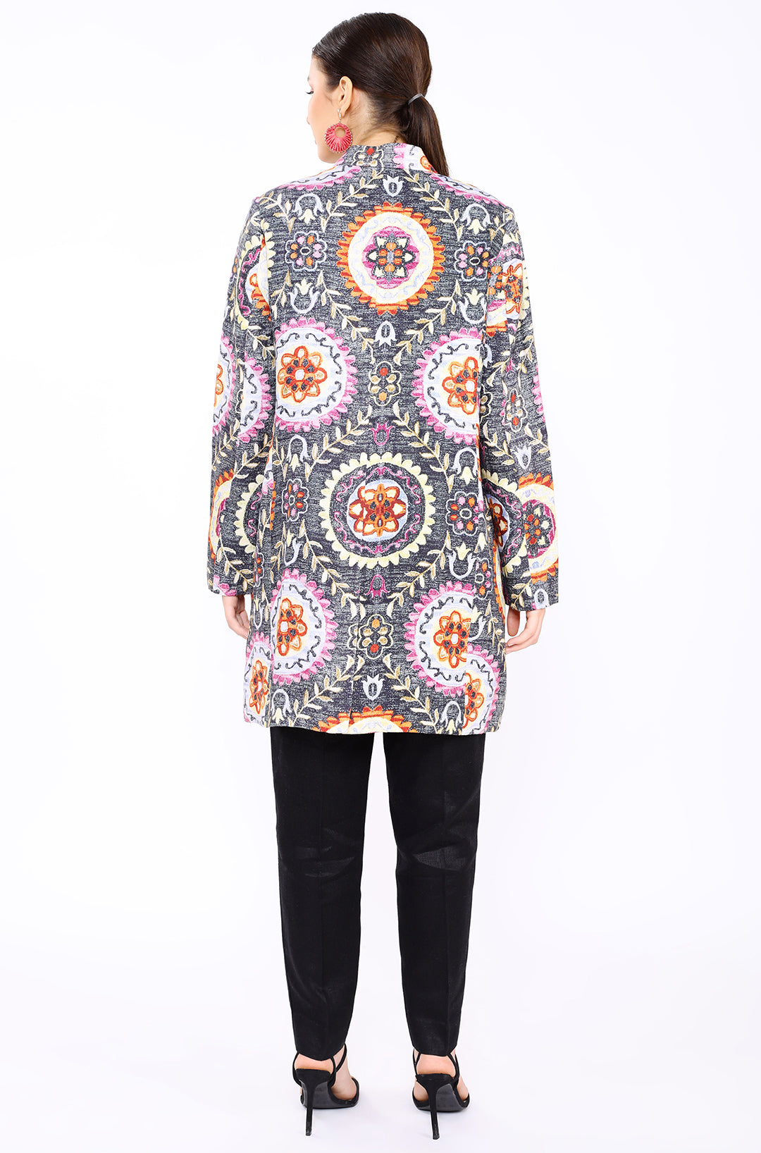 Circle Flower Digital Print Twill Lounge Jacket