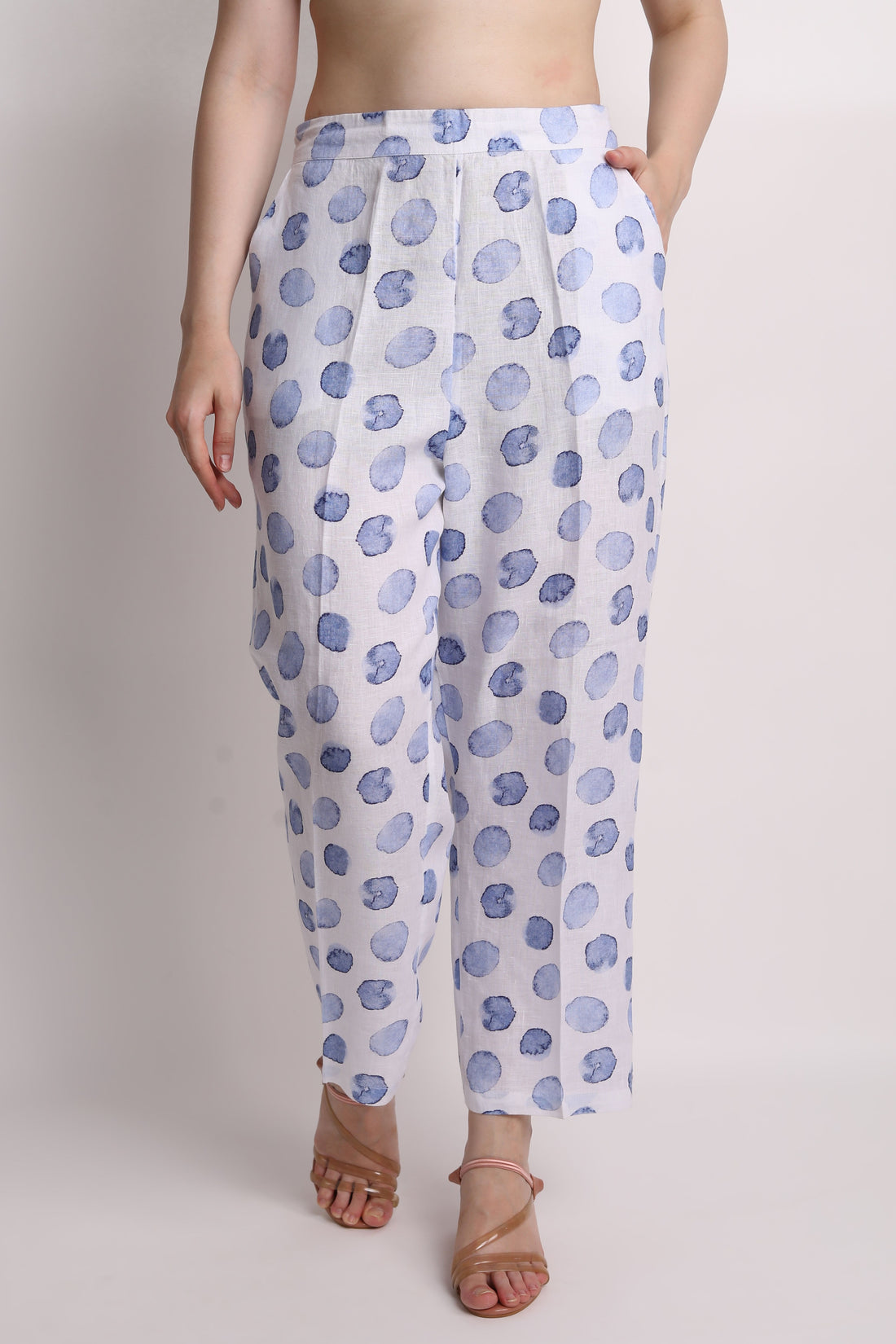 Blue Dot Print Pants