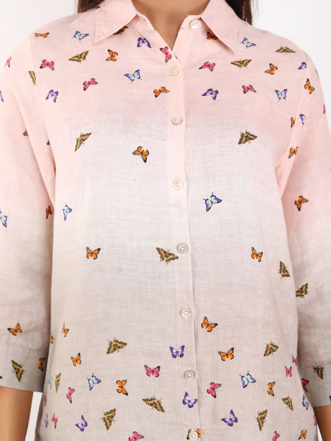 Khakhi Butterfly Embroidered Shirt