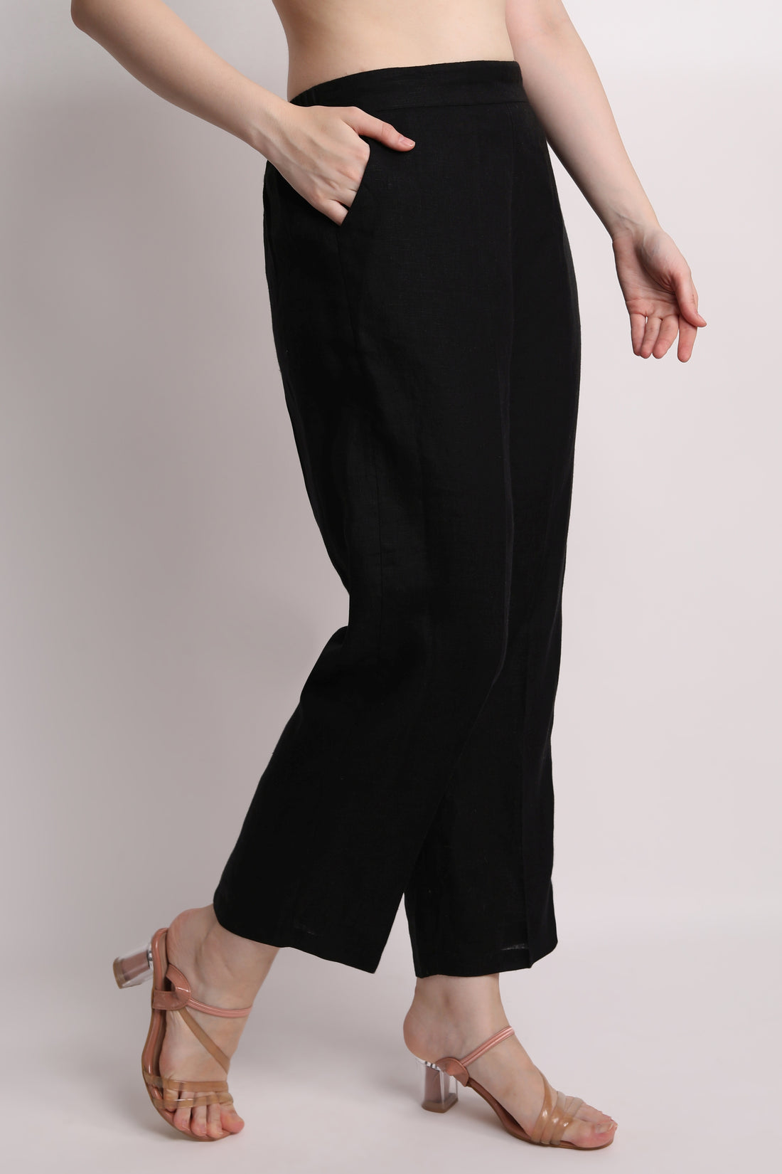 Black Solid Pants