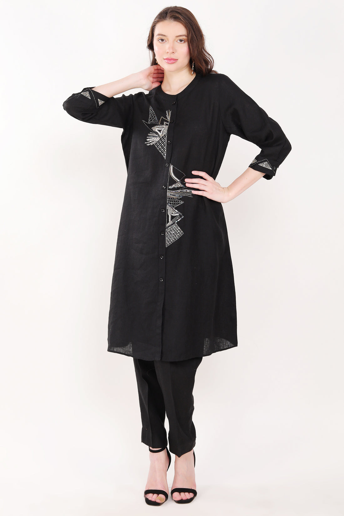 Black Sequin Work Embroidered Tunic