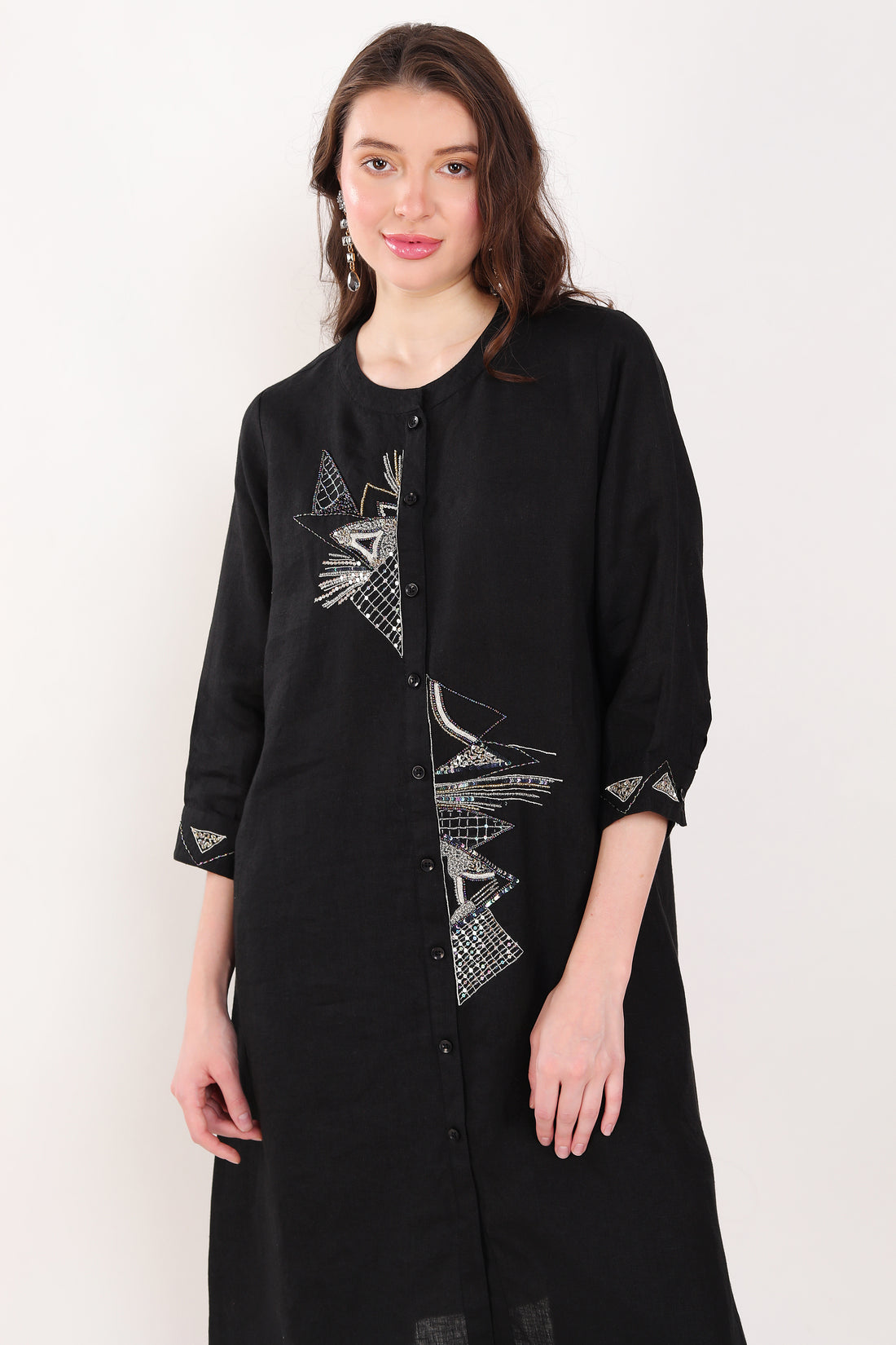 Black Sequin Work Embroidered Tunic