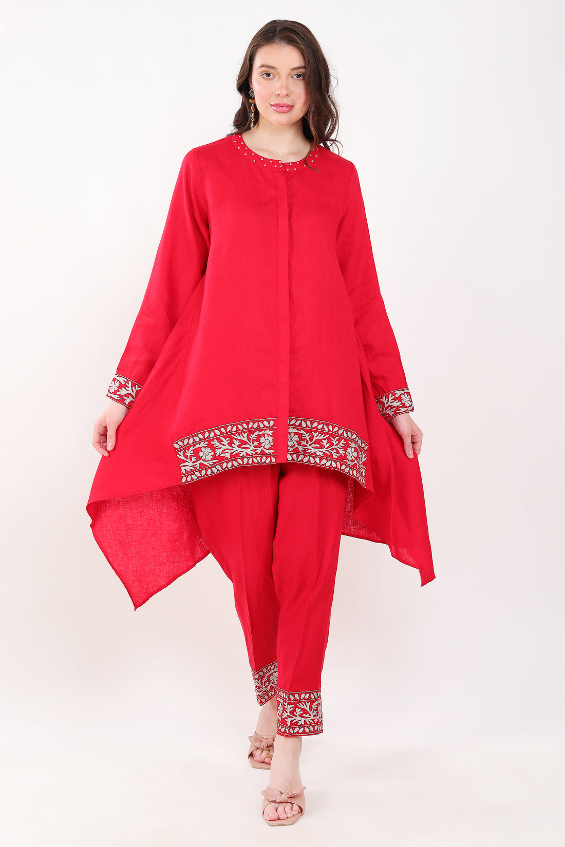 Red Zari Embroidery Set