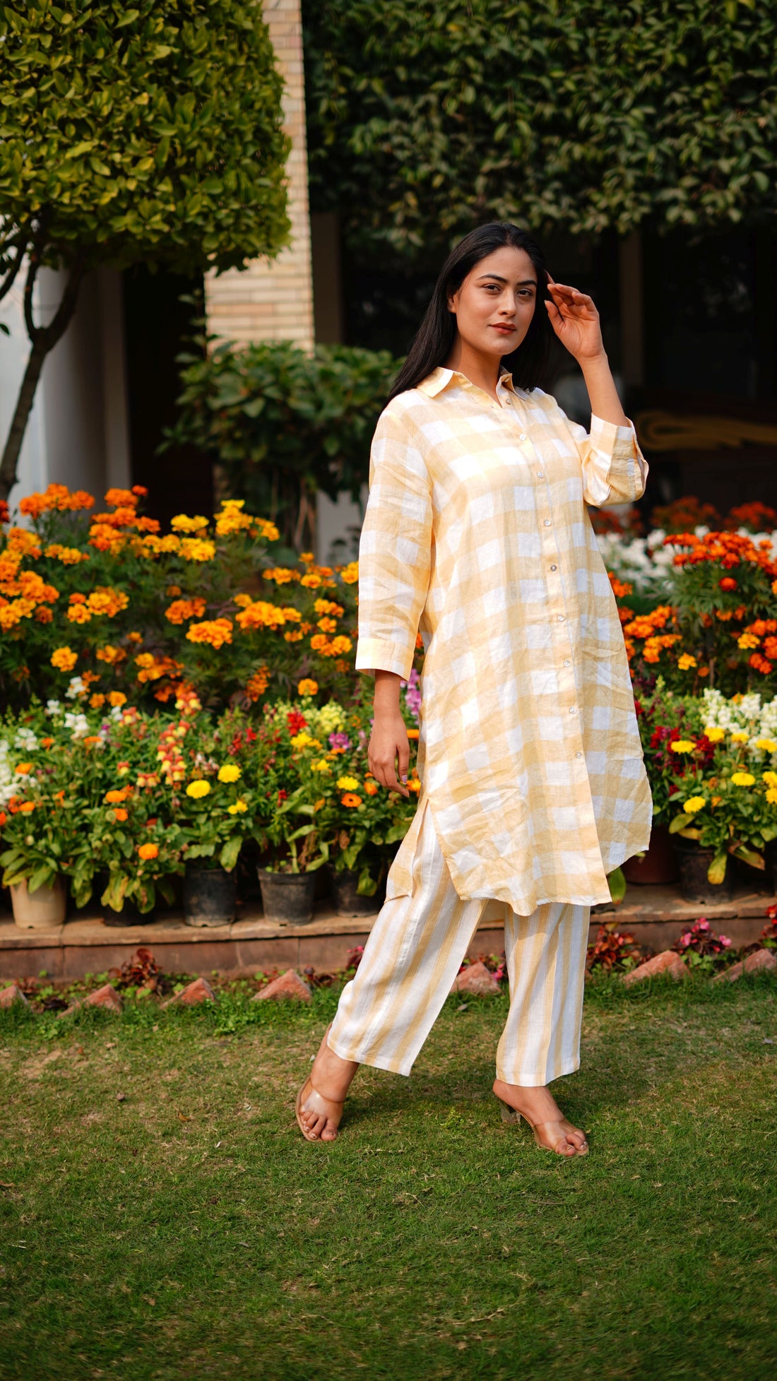 OCHRE CHECK TUNIC