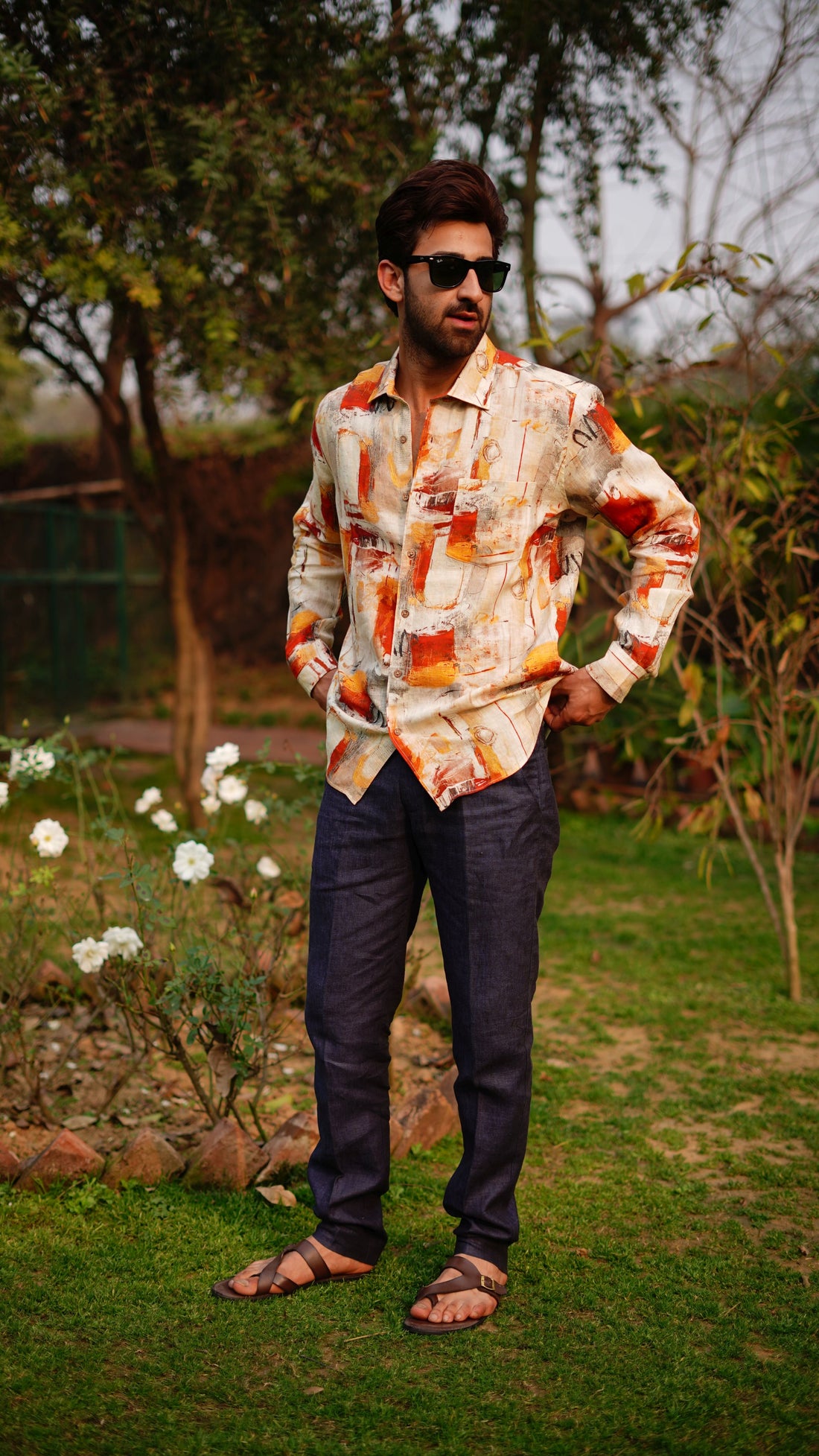 ORANGE COLLGE PRINT SHIRT