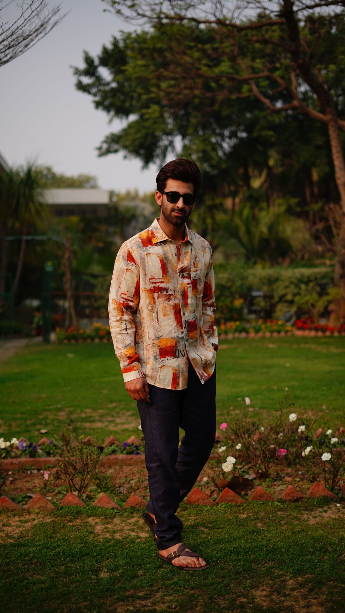 ORANGE COLLGE PRINT SHIRT