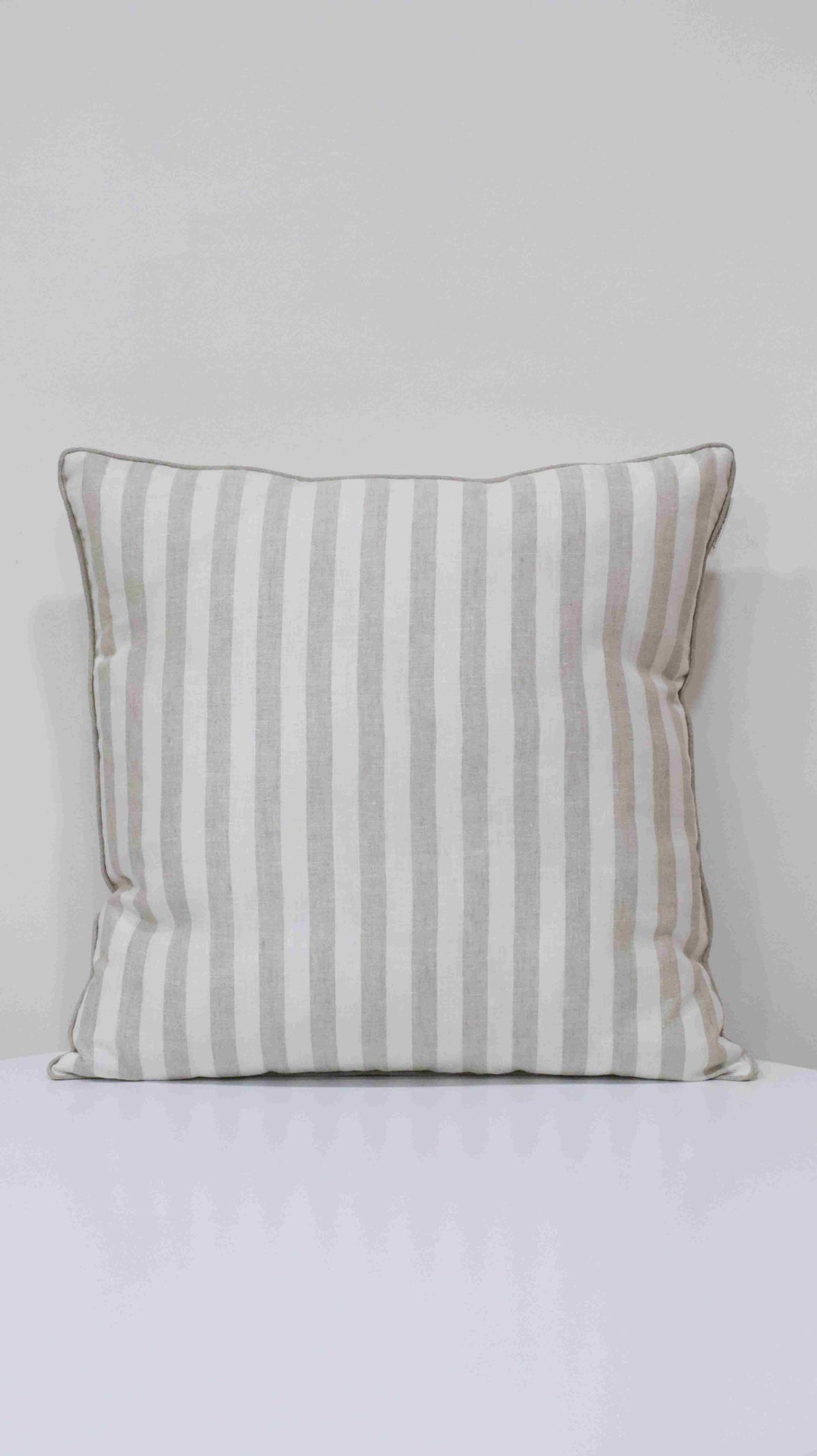 Beige Stripe Cushion In 100% Pure Linen-LBC23004  (Incl. Filler)