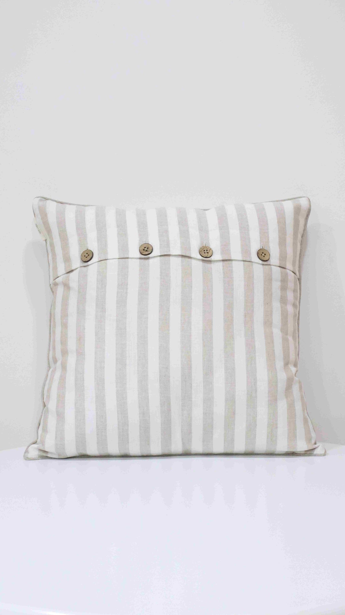 Beige Stripe Cushion In 100% Pure Linen-LBC23004  (Incl. Filler)