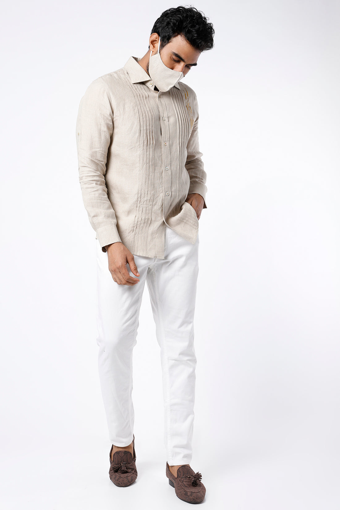 Beige Festivewear Lounge Shirt