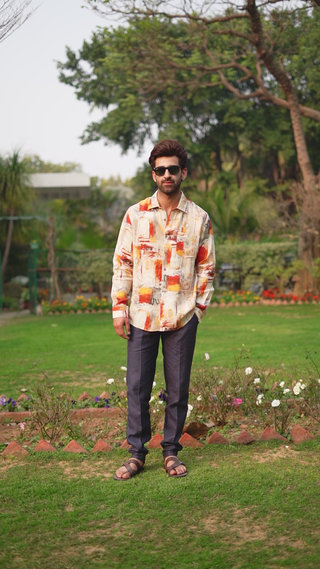 ORANGE COLLGE PRINT SHIRT